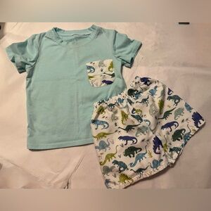 Adorable Boutique Dinosaur 2T 3T t-shirt shorts set Toddler Boy Green Blue